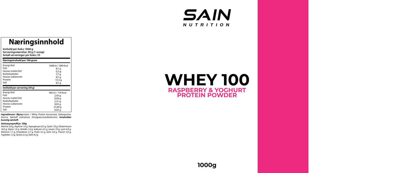 Whey 100, raspberry & yoghurt protein powder
