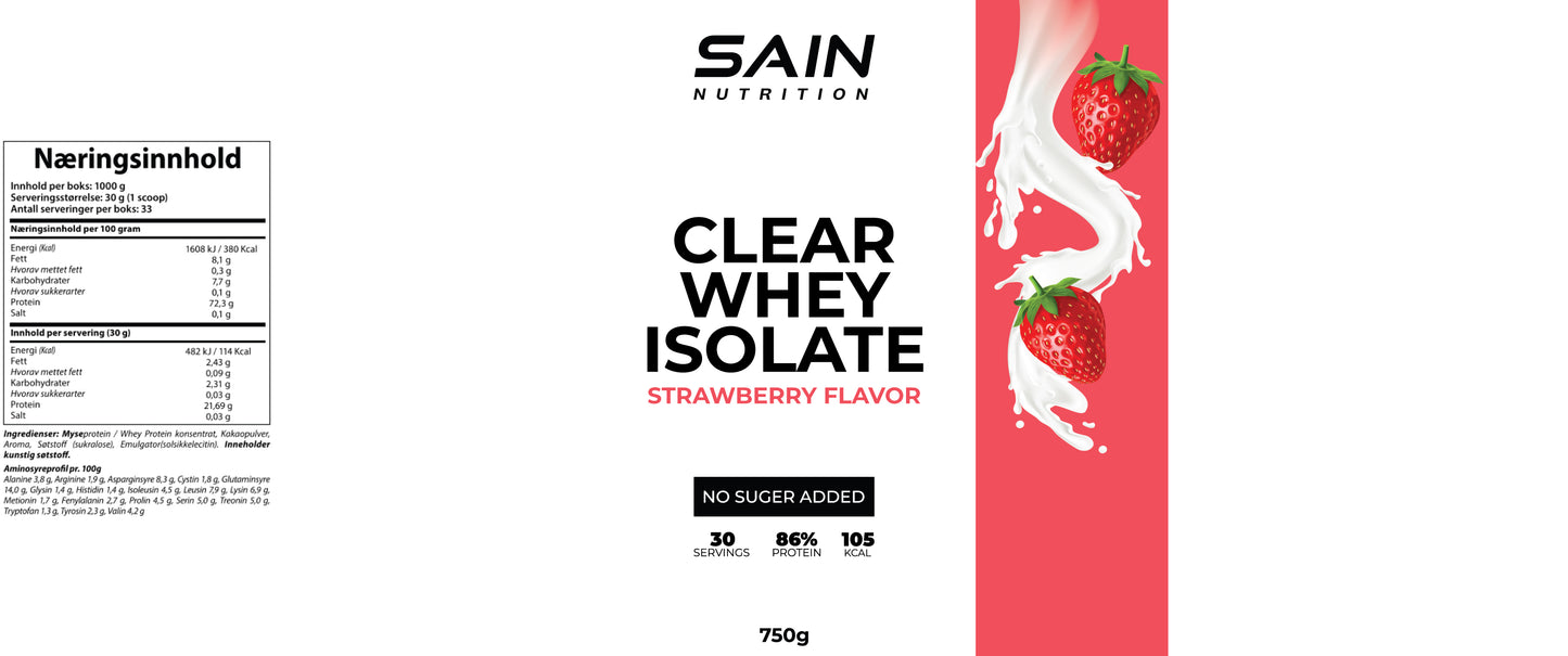 clear whey isolate, strawberry flavor