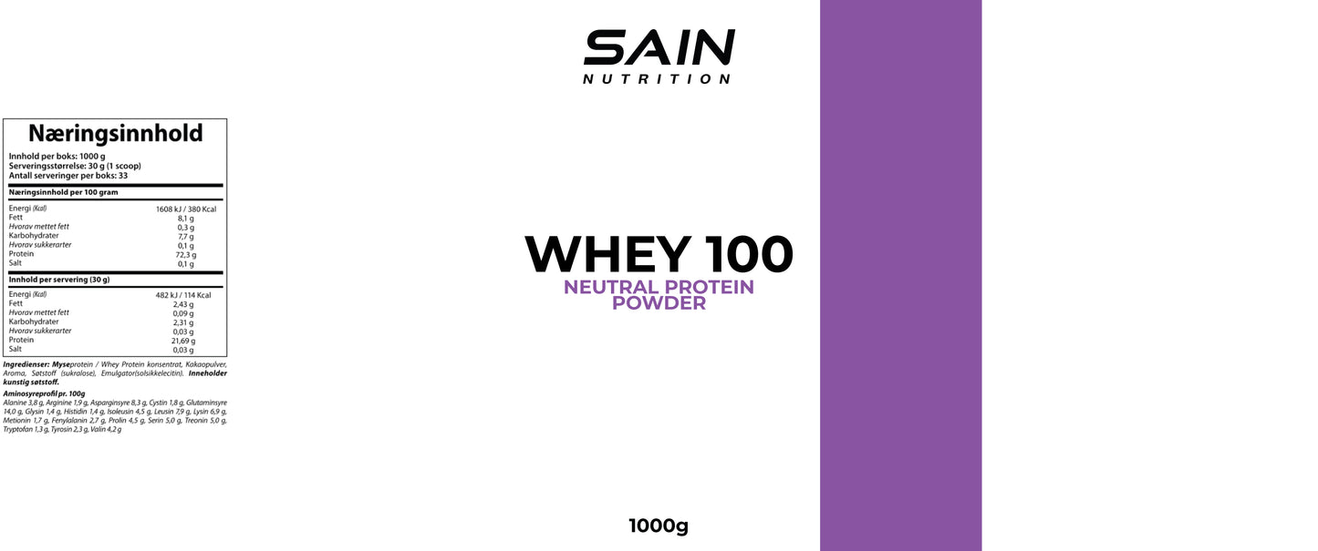 100 Whey Naturlig proteinpulver